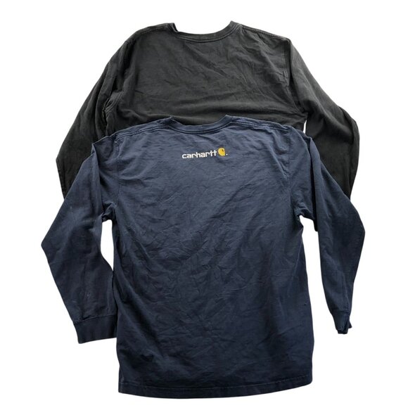 2 Carhartt Mens Work T-Shirt Large Lot Of Two Long-Sleeve Casual Logo Pocket Tee - Picture 2 of 16